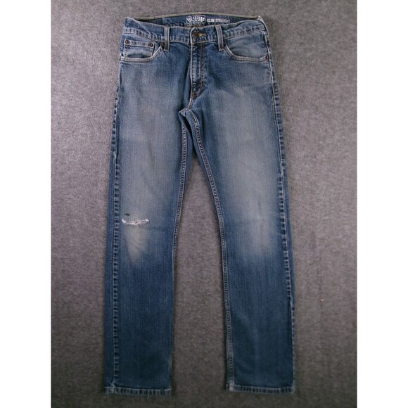 Levis Jeans Men 30X32 Blue Slim Straight Leg Medium Wash Signature Distressed - Picture 1 of 16